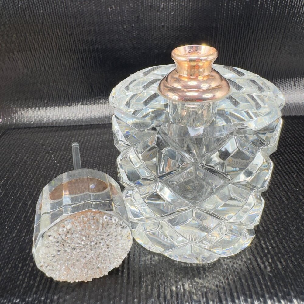 Olga Cassini‎ Clear Faceted Glass Perfume Bottle Decanter Crystal Jewels Stones